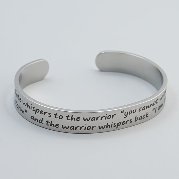 Fate whispers to the warrior Bracelet Cancer Cuff - Cancer Survivor Gifts - Picture 2 of 2